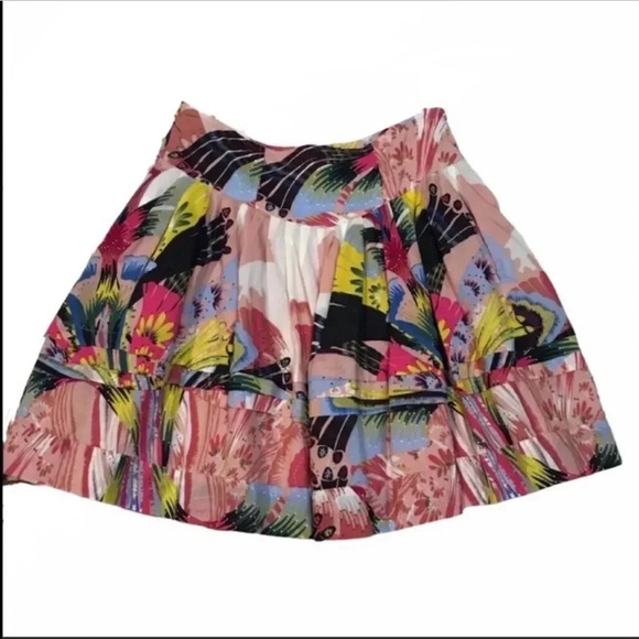 Anthropologie Leifsdottir Printed Pink Skirt Sz 2 - Picture 1 of 9